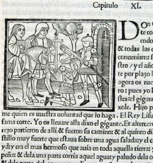 Amadis de Gaula, a masterpiece of medieval literature of 16th century, page of an edition of 1533.