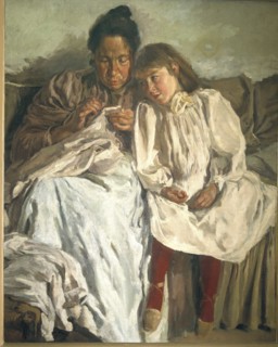 Mother and Daughter', oil on canvas (1898).