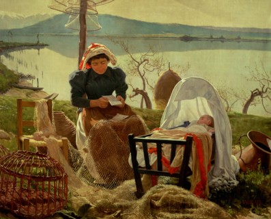 'Letter from the absent husband' by Angel Andrade Blazquez, 1895.