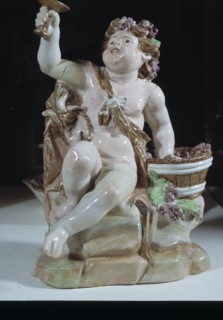 Bacchus, the Greek god of wine, ceramic figurine made in the Real Fábrica del Buen Retiro in 1775.