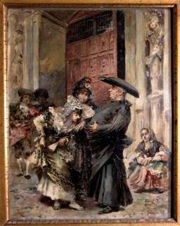 Exiting from Mass', oil by José Denis Belgrano.