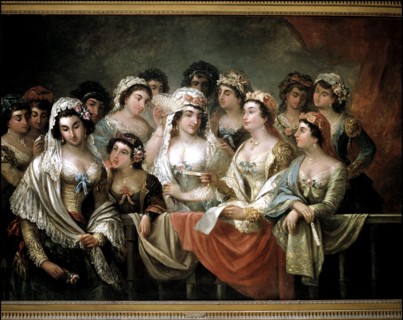 Majas on the balcony', Eugenio Lucas Oil, 1852.