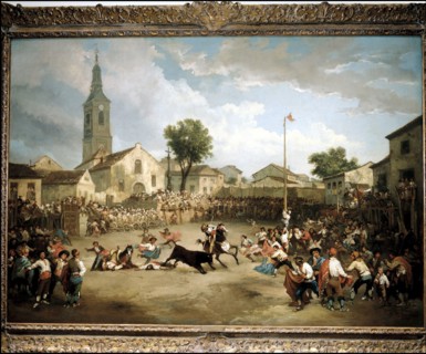 Great bullfight and greasy pole', Eugenio Lucas Oil, 1856.