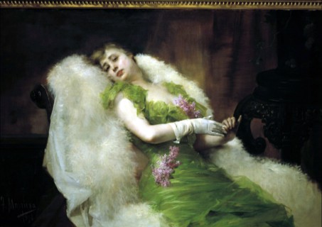 Tired woman' by Francisco Masriera, oil, 1894.