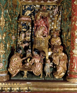 Altarpiece of the Gospel of the Childhood', 'Jesus among the Doctors', polychromed wood.