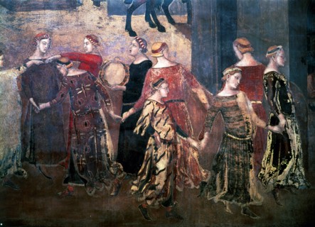 The good governing' detail of musicians and dancers.
