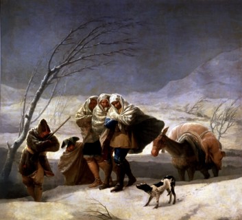'The snowfall or winter', 1786, oil painting by Francisco de Goya.