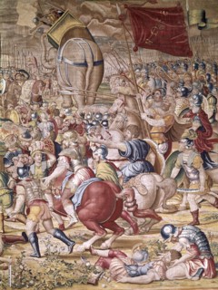 Hannibal, detail of a tapestry in the Battle of Zama (Oct. 202 b.C).