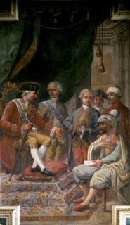 Signature of the treaty of peace, friendship and commerce between Charles III and the King of Mor?