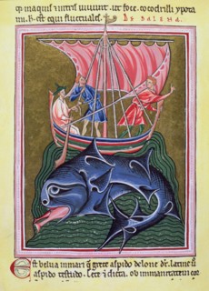 The whale, a miniature in an English Bestiary.