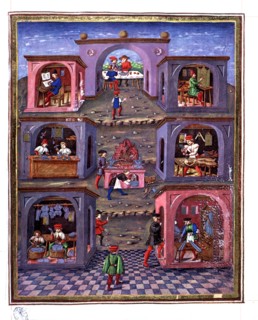 Arts and crafts, illustration from the book 'De Sphera' 15th century illuminated manuscript.