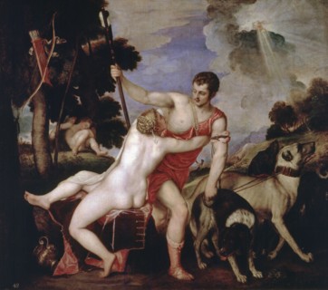 Venus and Adonis', a work by Titian in 1553.