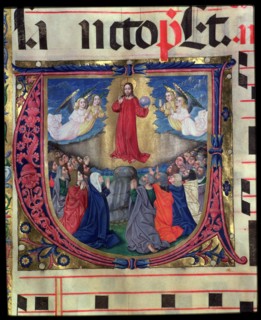 Ascension of Jesus, miniature in choirbook 7, sheet 57.