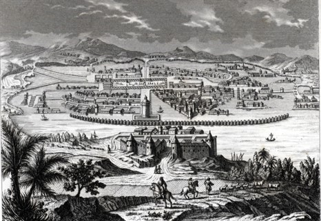 Mexico City at the time of the Spanish conquest in 1520, engraving, 1865.