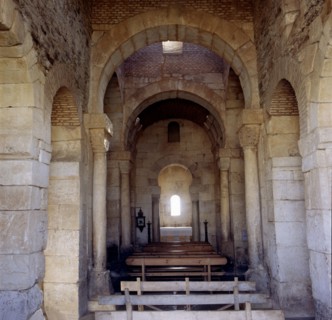 Interior of the central nave of the church of San Pedro de la Nave in Campillo (Zamora).