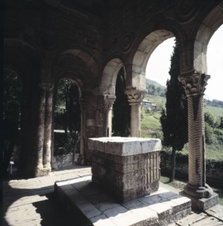 View of the altar in the façade of the east side of Santa Maria de Naranco, previously it was in ?