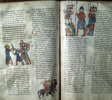 12th century bible located in the library of the Royal Collegiate Church of San Isidoro, depictin?