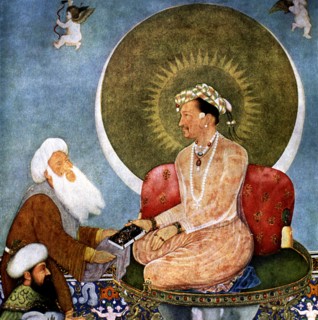 Allegory of Emperor Jahangir (1605 - 1627), son of Akbar, the third Mongol emperor', miniature, J?