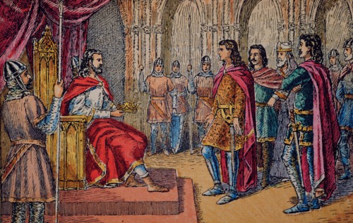 Abdication of Alphonse III, King of Asturias (866-910) in favor of his sons Garcia, Ordoño and Fr?