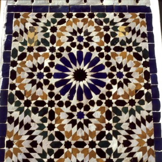 Decorative wall tiles in the Bahia Palace of Marrakech.