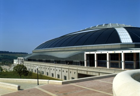 Palau Sant Jordi' by the Japanese architect Arata Isozaki, detail of the side.