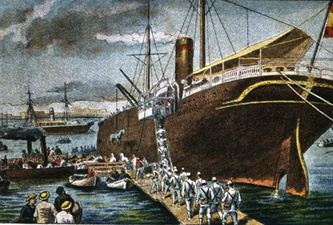 Morocco Campaign, shipment of troops in the port of Barcelona in the Buenos Aires liner bound to ?