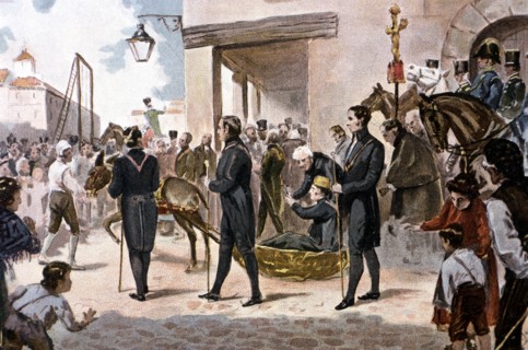 Ignominious transfer to the gibbet of General Rafael del Riego, 1823.