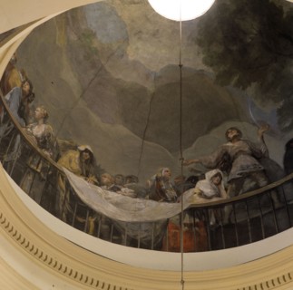 Detail of a mural painting in the ceiling of the Church of San Antonio de la Florida.