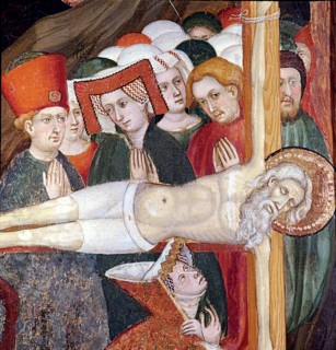 Gurb Altarpiece' (1417 - 1418), detail of a table representing the crucifixion of St. Andrew, wor?