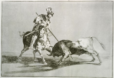 Bullfighting, series of etchings by Francisco de Goya, plate 11: 'El Cid Campeador lancenado otro?