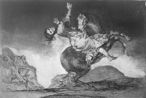 The Proverbs or The Follies, series of etchings by Francisco de Goya, plate 10: 'El caballo rapto?