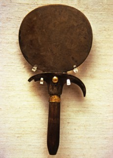 Bronze Mirror with a papyrus handle.