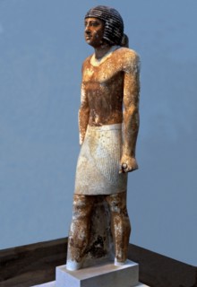 Funerary statue of Nenkheftka, made in polychromed limestone.