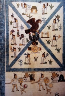 Detail of Mendoza or Mendocino Codex (15th century), depicting the founding of Tenochtitlan.