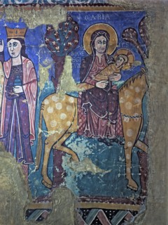 'Flight into Egypt', detail of the fresco from the church of Navasa (Huesca).