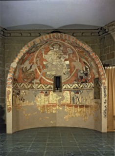 'Pantocrator', tempera Painting from the apse of the church of San Pedro de Villamana (Huesca).