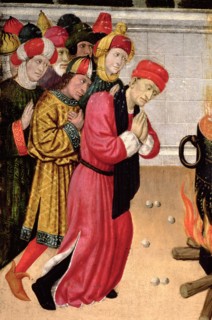 Altarpiece  of Saints Quirze and Julita, detail of a group of converted believers.