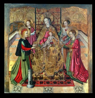 Virgin and Child, Saint Barbara and Saint Agnes by Jaume Huguet.