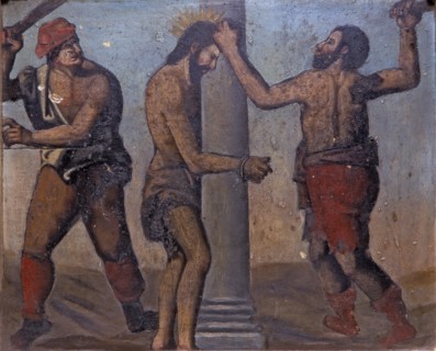 'Flagellation of Jesus', detail of a table of the Roser altarpiece in the church of Sant Joan de?