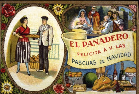 Greeting Card to receive the Christmas bonus, from the baker, 1930.