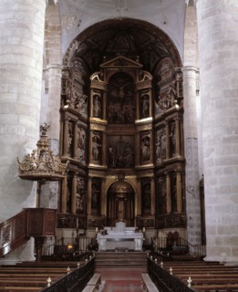 Detail of the main altarpiece of the church of Santos Juanes in Nava del Rey (Valladolid), made i?