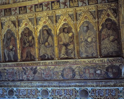Alcazar of Seville, Hall of Ambassadors, detail of the Paintings where appear kings John II, Henr?