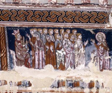 Chapel of Santa Maria del Monte of Liesa, scene of the martyrdom of St. Catherine, painting besid?