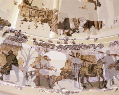 Centcelles Mausoleum. Detail of the mosaic of the dome which is one of the best examples of early?
