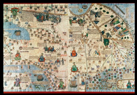Catalan Atlas (1375), detail of Asia, reproduction from the Naval Museum of Madrid.