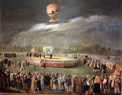 Elevation of a balloon in the gardens of Aranjuez, oil by Antonio Carnicero.