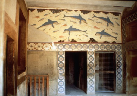 Palace of Knossos, detail of the fresco of the dolphins in the room known as the Queen's Megaron.
