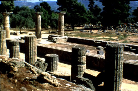 View of the Doric columns of Olympia.