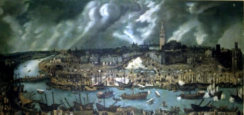 View of Seville, oil work.