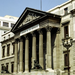 Exterior view of the Congress of Deputies, built between 1843 and 1850 by Narciso Pascual y Colomer.